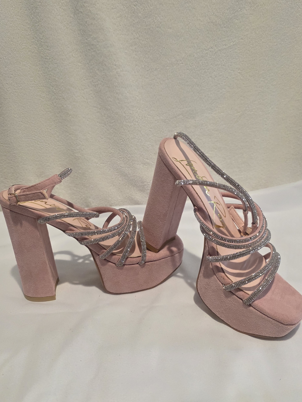 London Rag Pink Strappy Platform Block Heel Sandal - Picture 6 of 10
